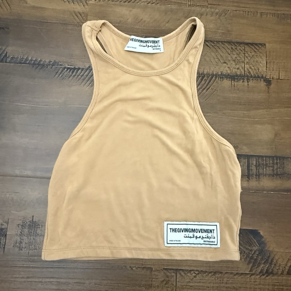 The‎ Giving Movement Tan Tank Racerback Size Small Crop